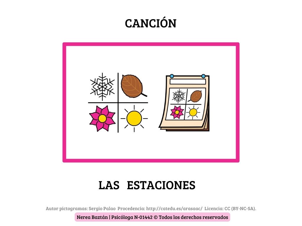 Descarga la letra de la Canción de las Estaciones del Año con Pictogramas