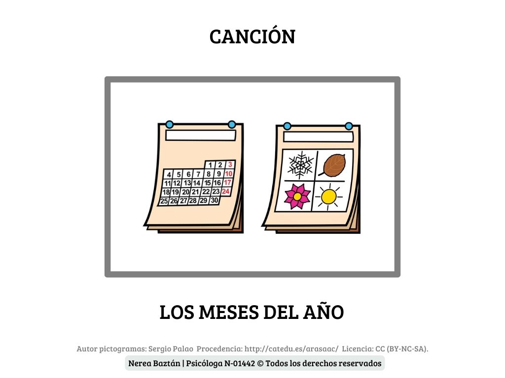 Descarga la letra de la Canción de los Meses del Año con Pictogramas