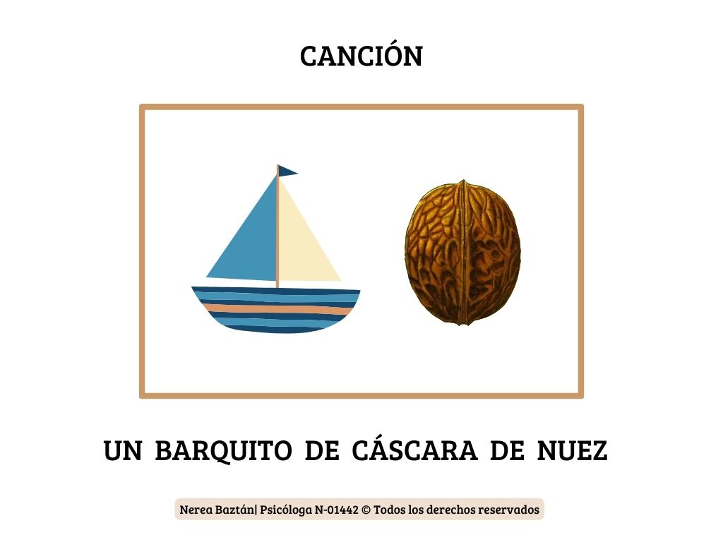 Descarga la letra de la Canción Un Barquito de Cáscara de Nuez con Pictogramas